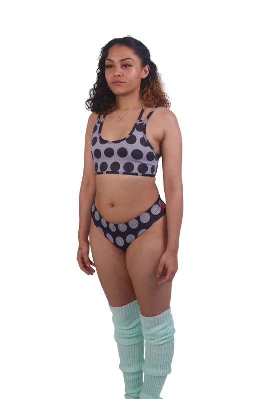 Polka Dot Cross-Back Sports Bra